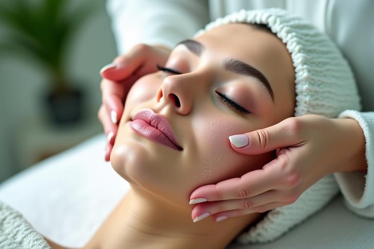 Client receiving a personalised facial treatment for radiant skin health in Bath.
